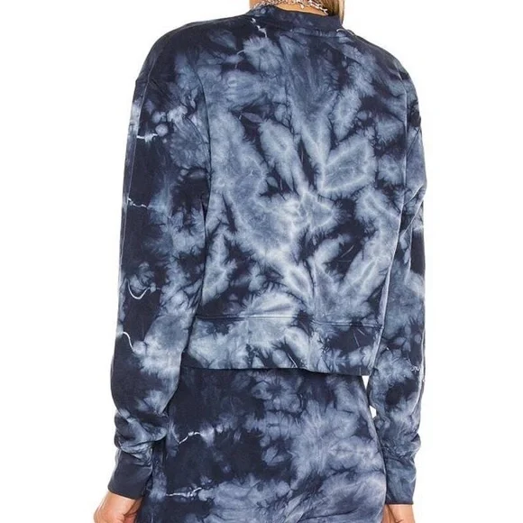 Jonathan Simkhai Standard Tie-dye Cropped Sweatshirt In Indigo Small - Picture 2 of 8